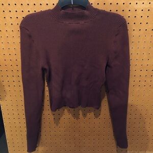Pacsun L.A. Hearts Brown Ribbed Mock Neck Cropped Sweater